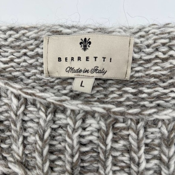 Berretti Womens Pullover Sweater Beige‎ Gray Marled Wool Alpaca Cable Knit L - Picture 6 of 8